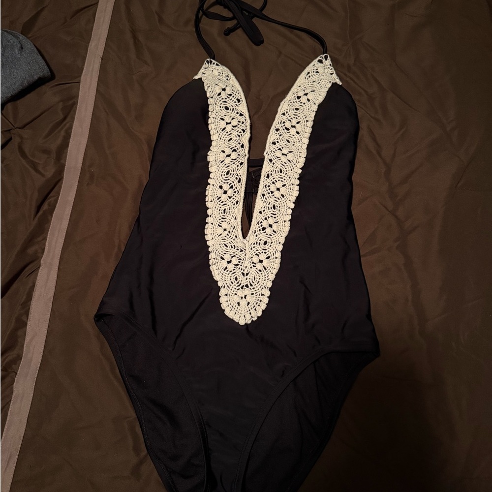 Shade & Shore Black and white Lace One Piece Swimsuit